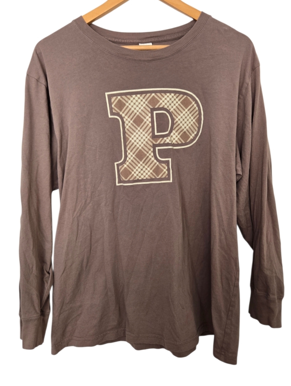 PINK Victoria’s Secret Y2K Long Sleeve Tee 💗Soft Logo • Plaid Graphic • Size L